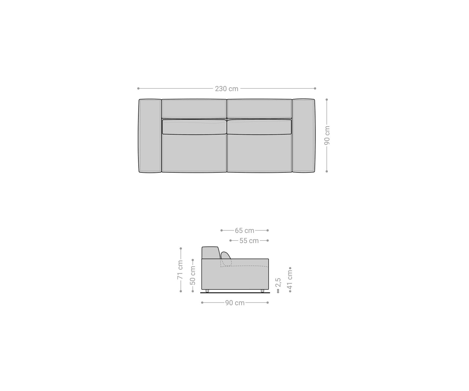 Nagy kanapé Sirpio 230x90 cm bőr imitáció vintage antracit - Image 7