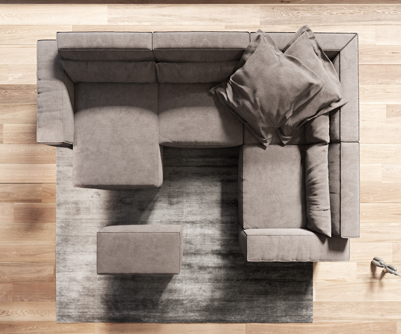 "U alakú kanapé Sirpio 300x200 cm mikroszálas khaki-barna rekamié változtatható puffal" - Image 7