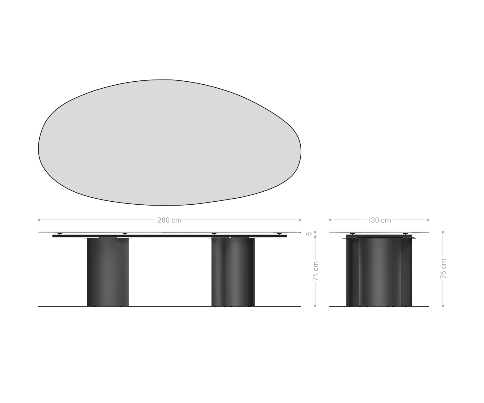 Étkezőasztal Edge ovális 280x130 kerámia Laminam® Sabbia tölgyszínű Troa fém titán színű hatás - Image 7