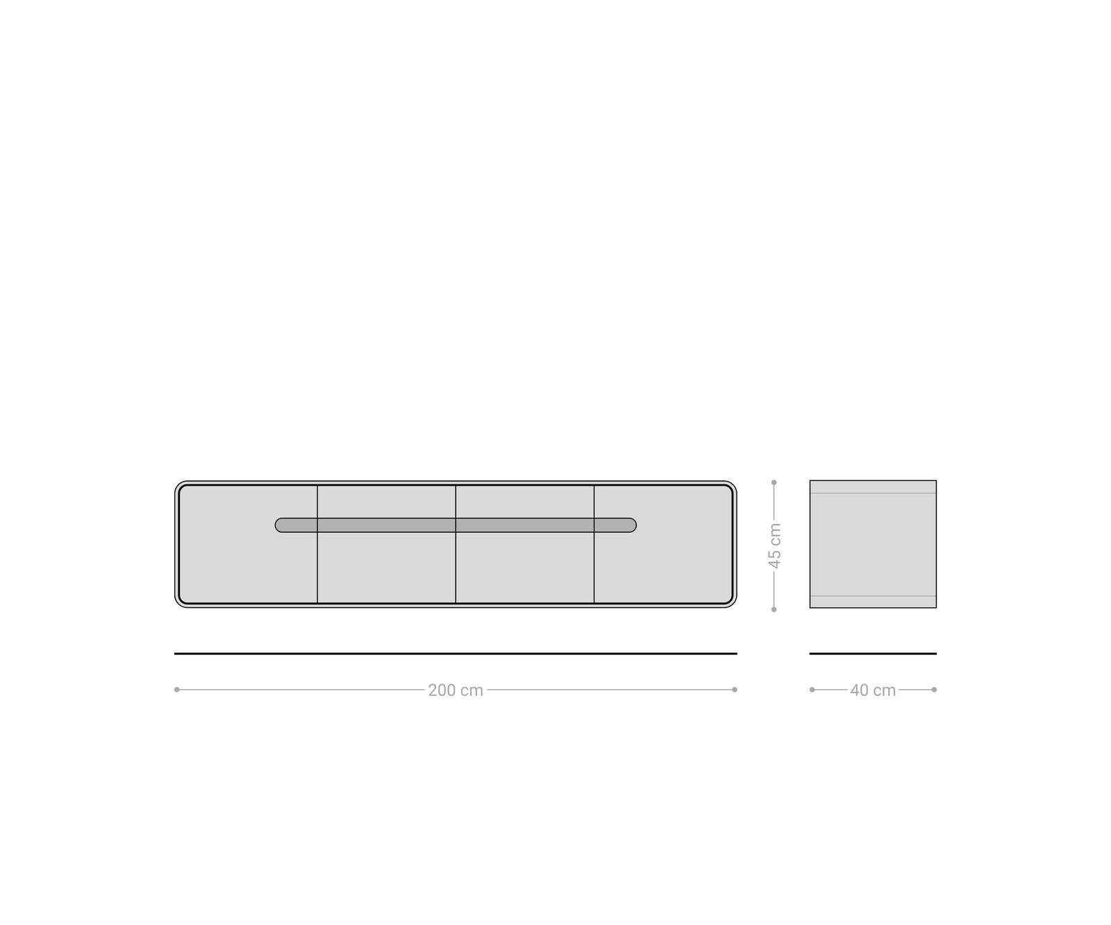 TV szekrény Anaya 200 cm akác természetes 4 ajtós lebegő - Image 9