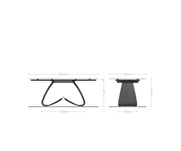 Étkezőasztal Edge hajóformájú 200x100 cm kerámia Calacatta Luxe fehér arany szürke W alakú fém láb titán effekt felület - Image 8
