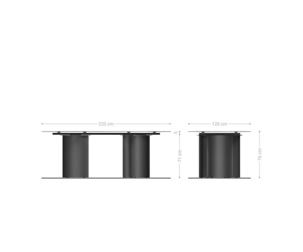 Étkezőasztal Edge ovális 220x120 kerámia Laminam® Nero Greco antracit Troa fém fekete - Image 7