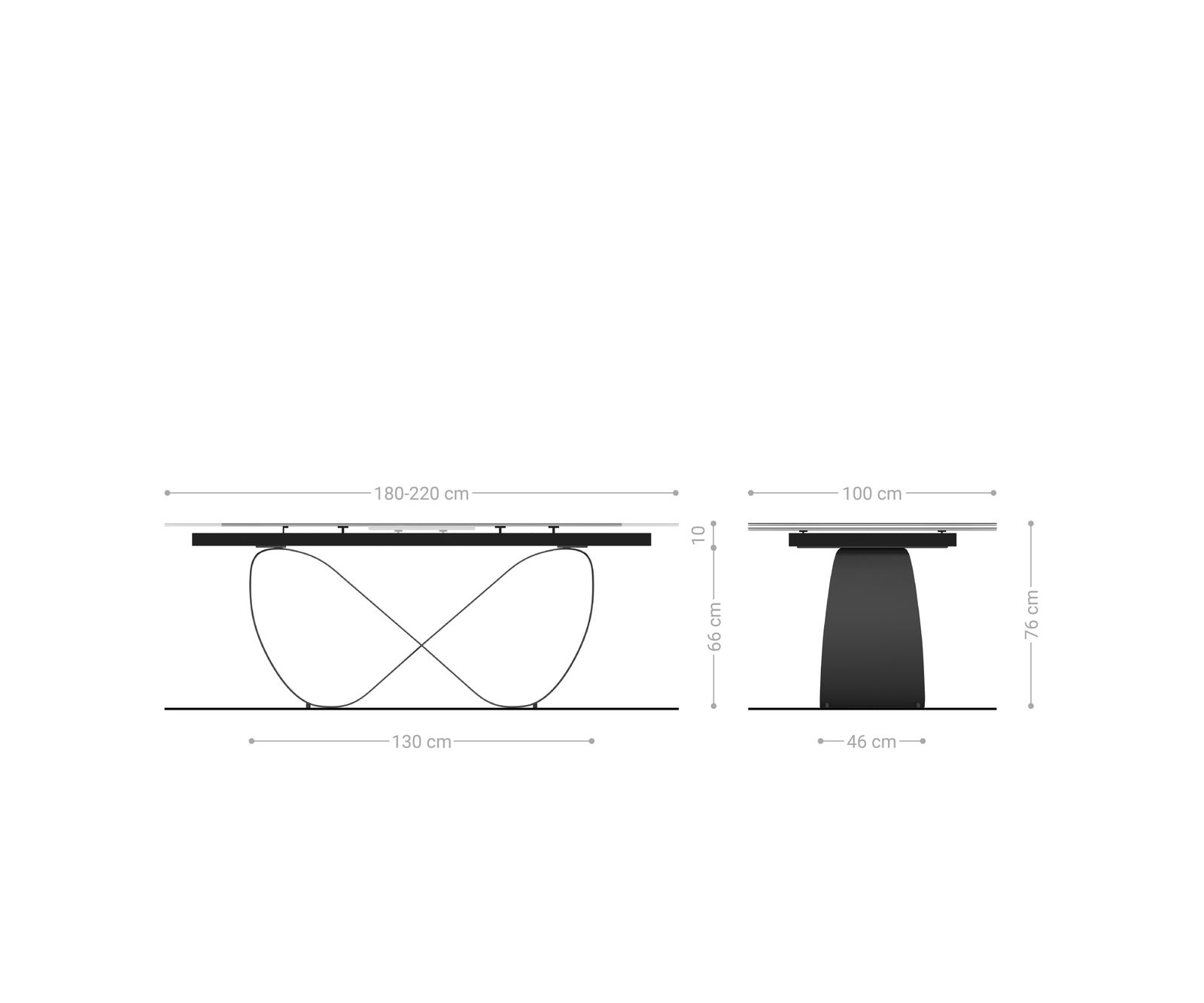 Étkezőasztal Edge 180-220x100 kerámia Laminam® Travertino Bianco krémfehér Infinity fém titán színű effekt finish kihúzható - Image 8