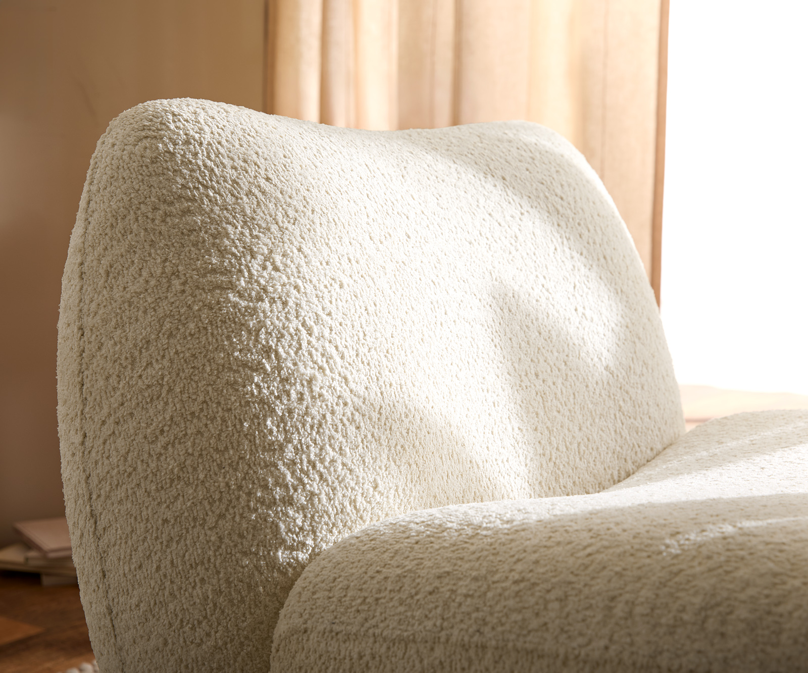 Lounge fotel Zena 75x85 cm bouclé fehér - Image 6