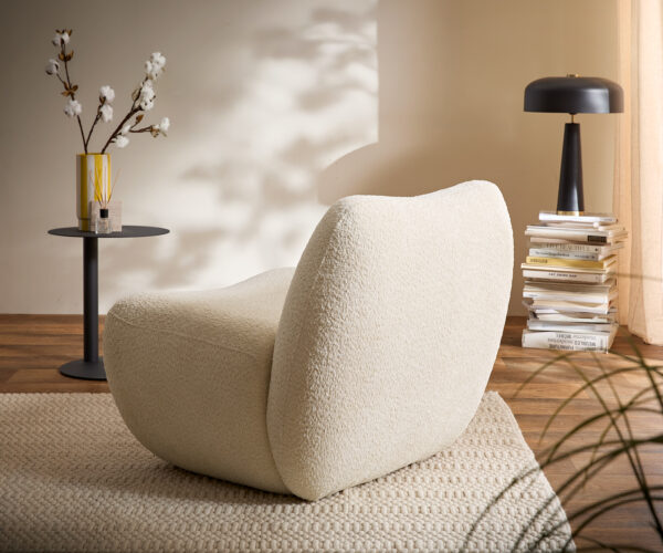 Lounge fotel Zena 75x85 cm bouclé fehér - Image 5