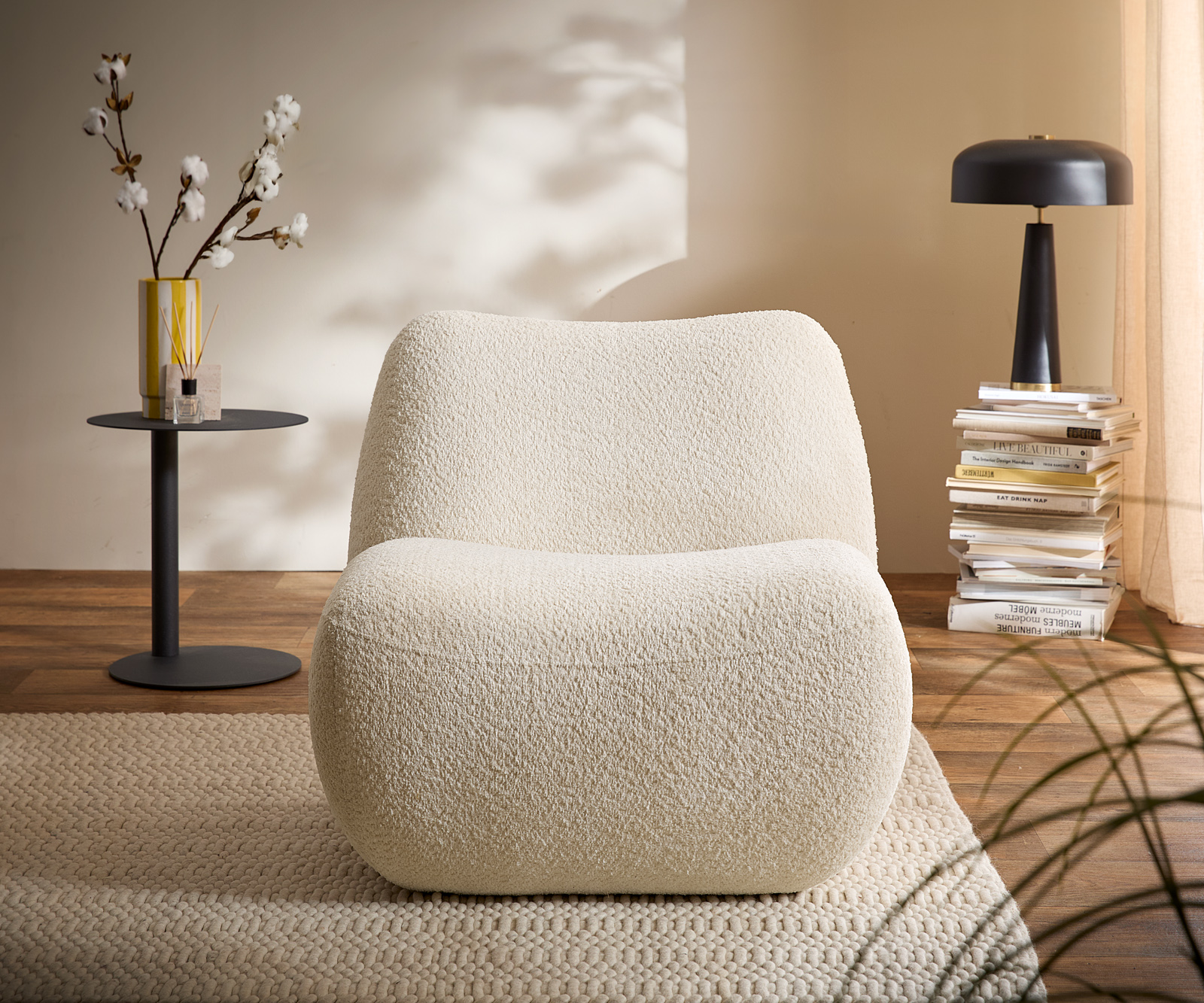 Lounge fotel Zena 75x85 cm bouclé fehér - Image 2