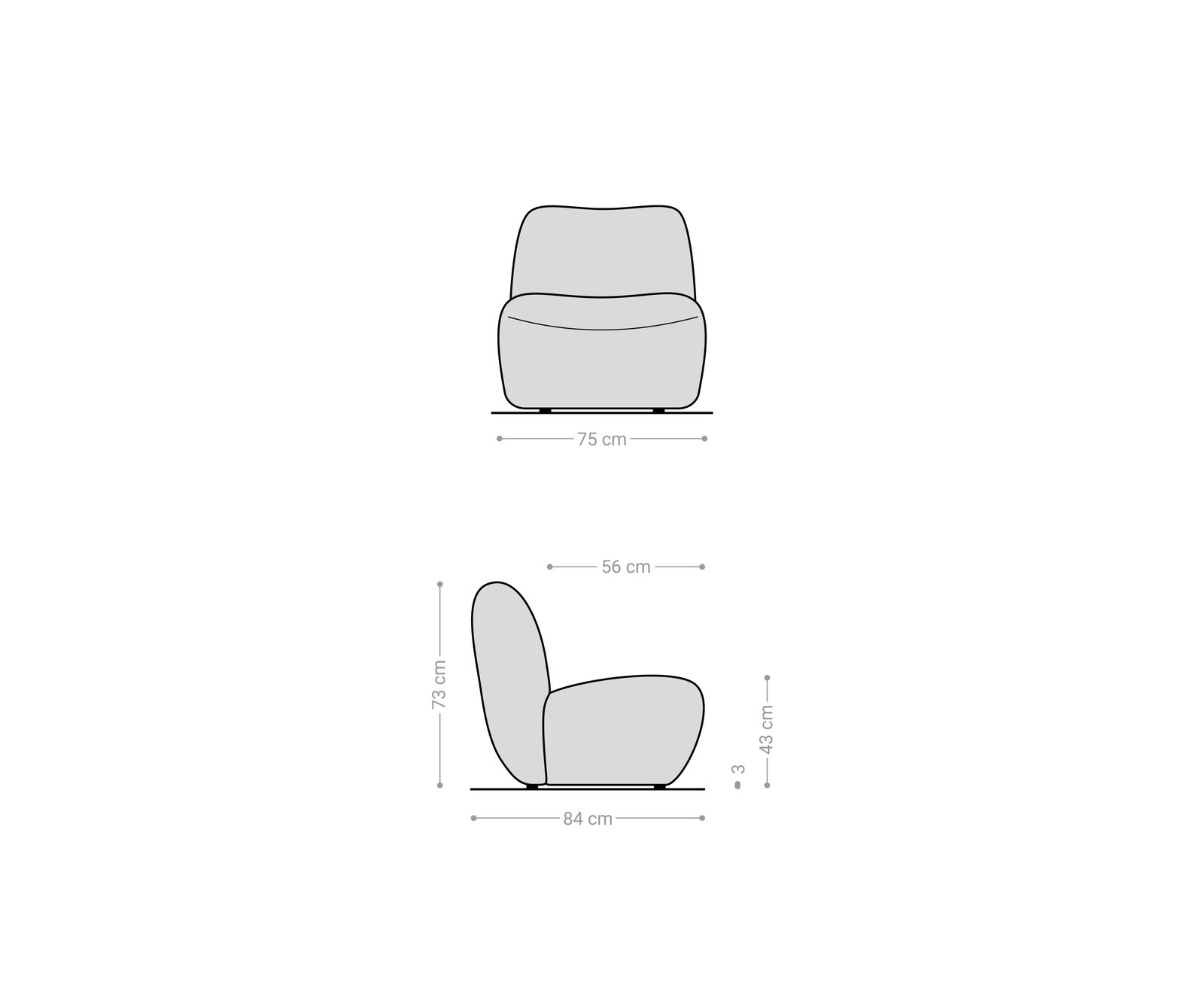 Lounge fotel Zena 75x85 cm bouclé fehér - Image 7