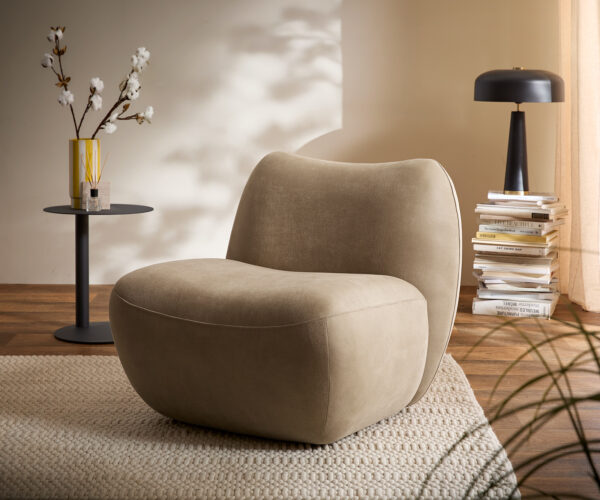 Lounge fotel Zena 75x85 cm mikroszálas bézs vintage