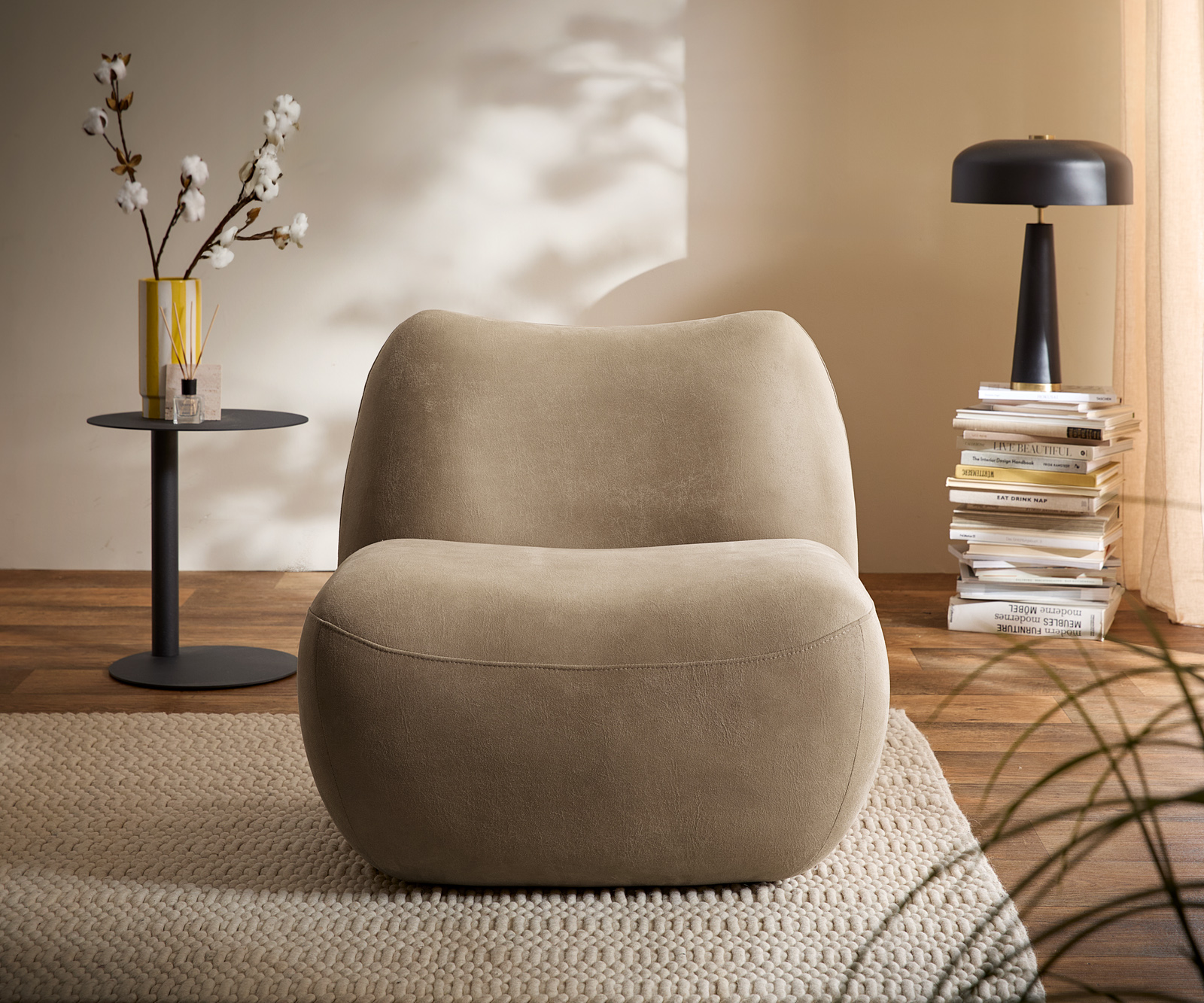 Lounge fotel Zena 75x85 cm mikroszálas bézs vintage - Image 2