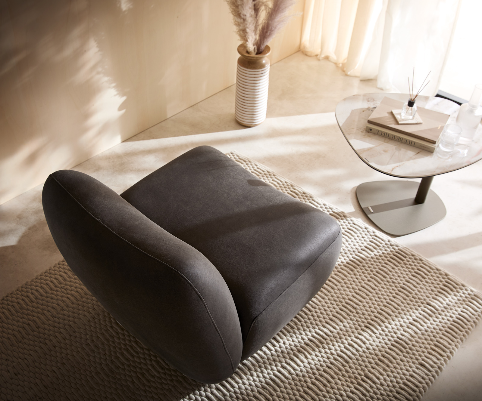 Lounge fotel Zena 75x85 cm mikroszálas antracit vintage - Image 2