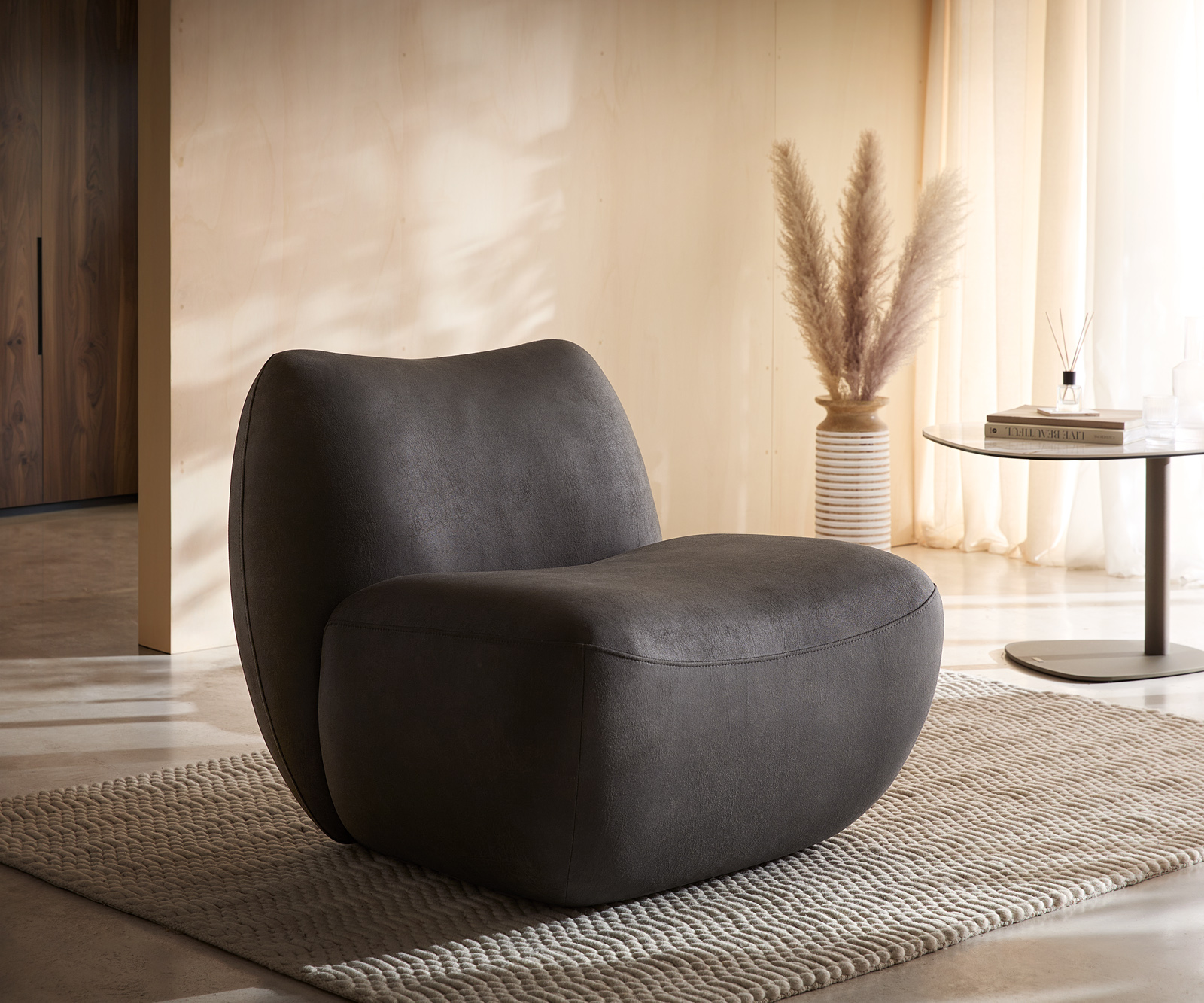 Lounge fotel Zena 75x85 cm mikroszálas antracit vintage