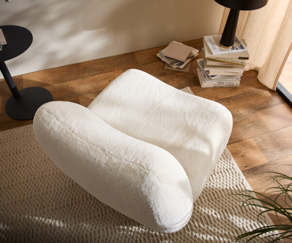 Lounge fotel Zena 75x85 cm plüss krémfehér - Image 4
