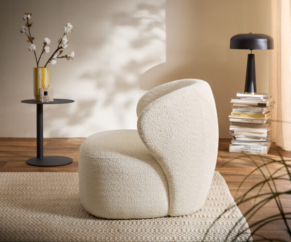 Lounge fotel Pulo 80x80 cm bouclé fehér - Image 5