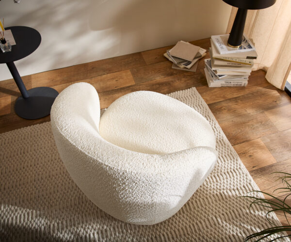 Lounge fotel Pulo 80x80 cm bouclé fehér - Image 4