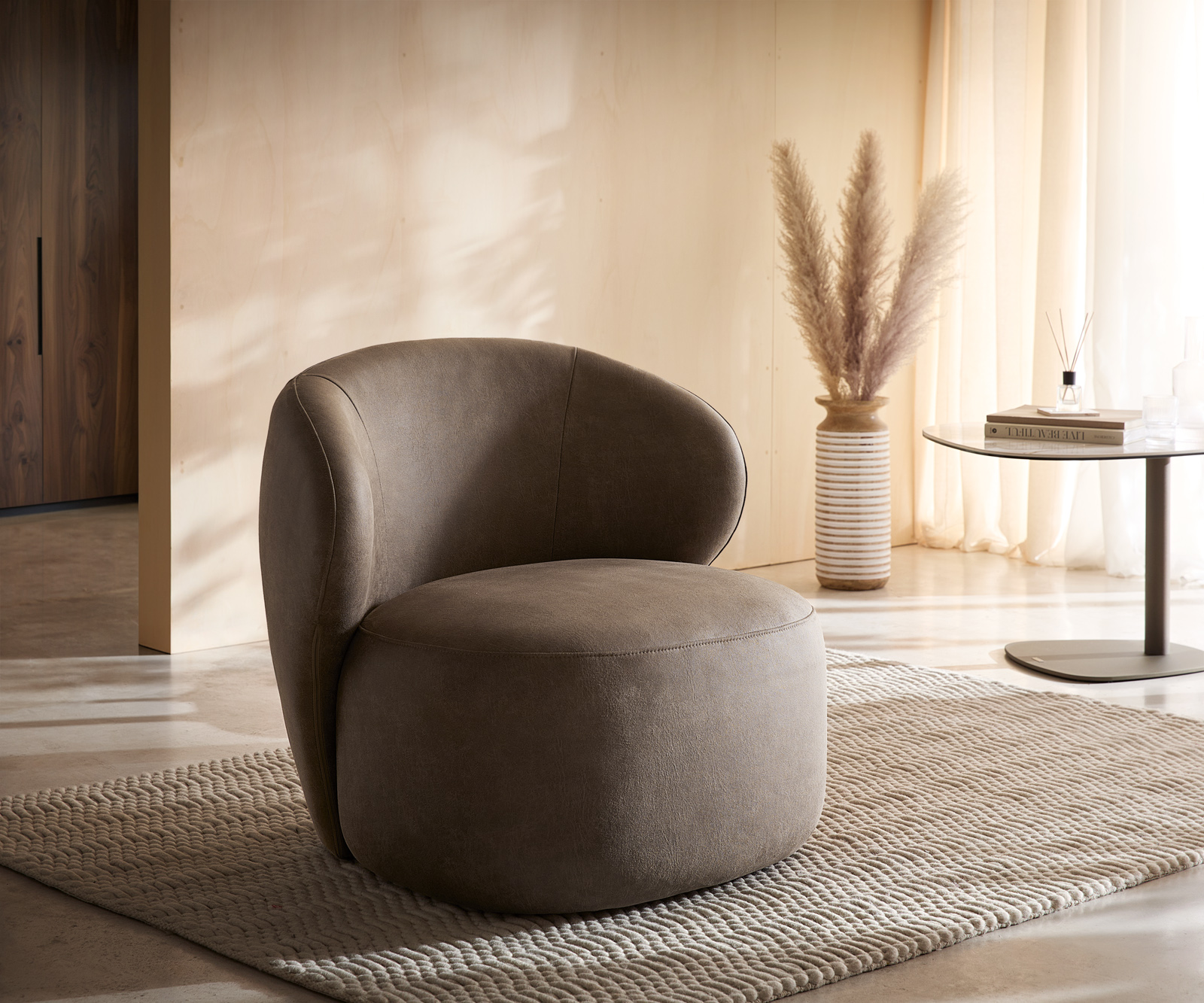 Lounge fotel Pulo 80x80 cm mikroszálas taupe vintage