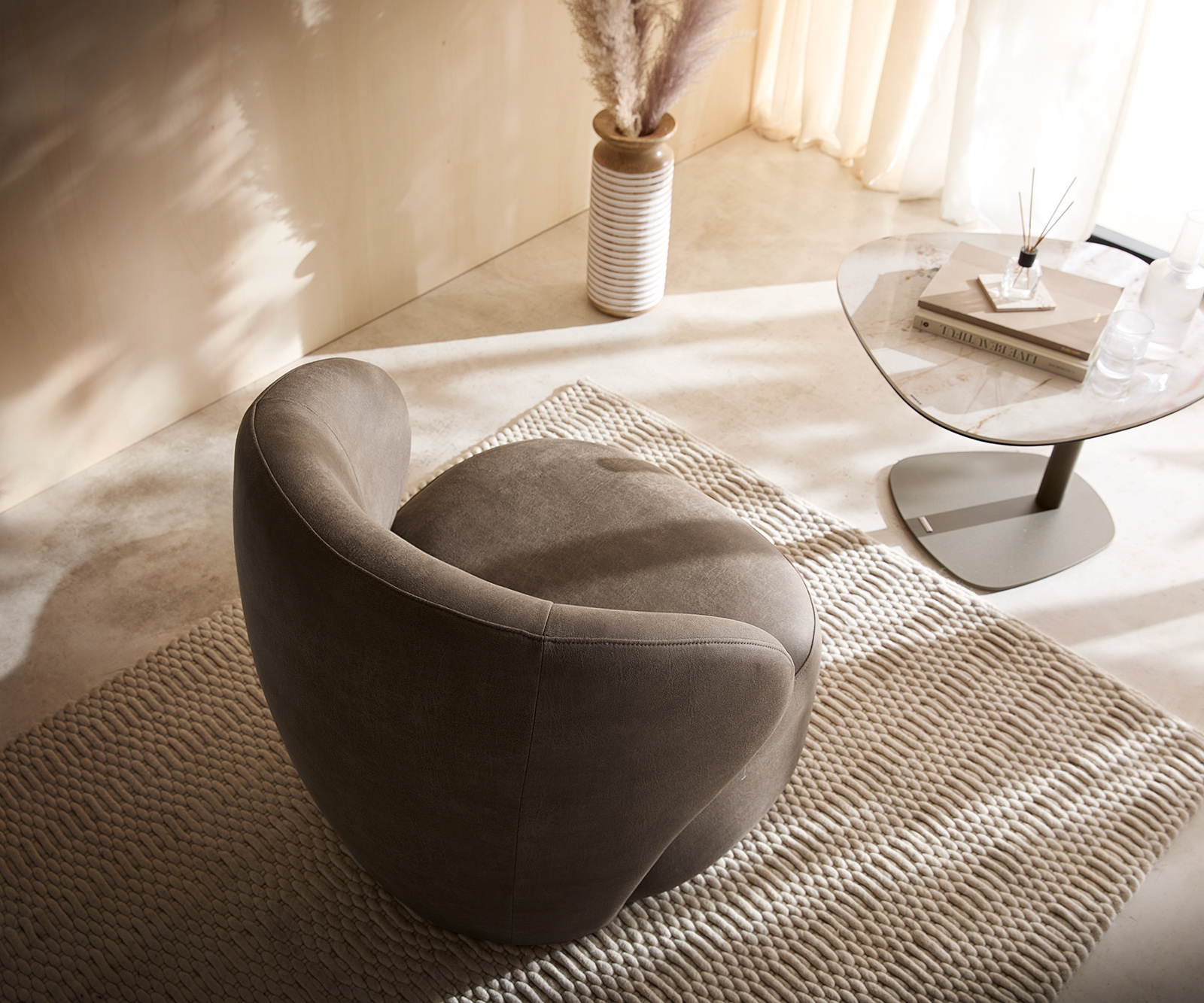 Lounge fotel Pulo 80x80 cm mikroszálas taupe vintage - Image 2
