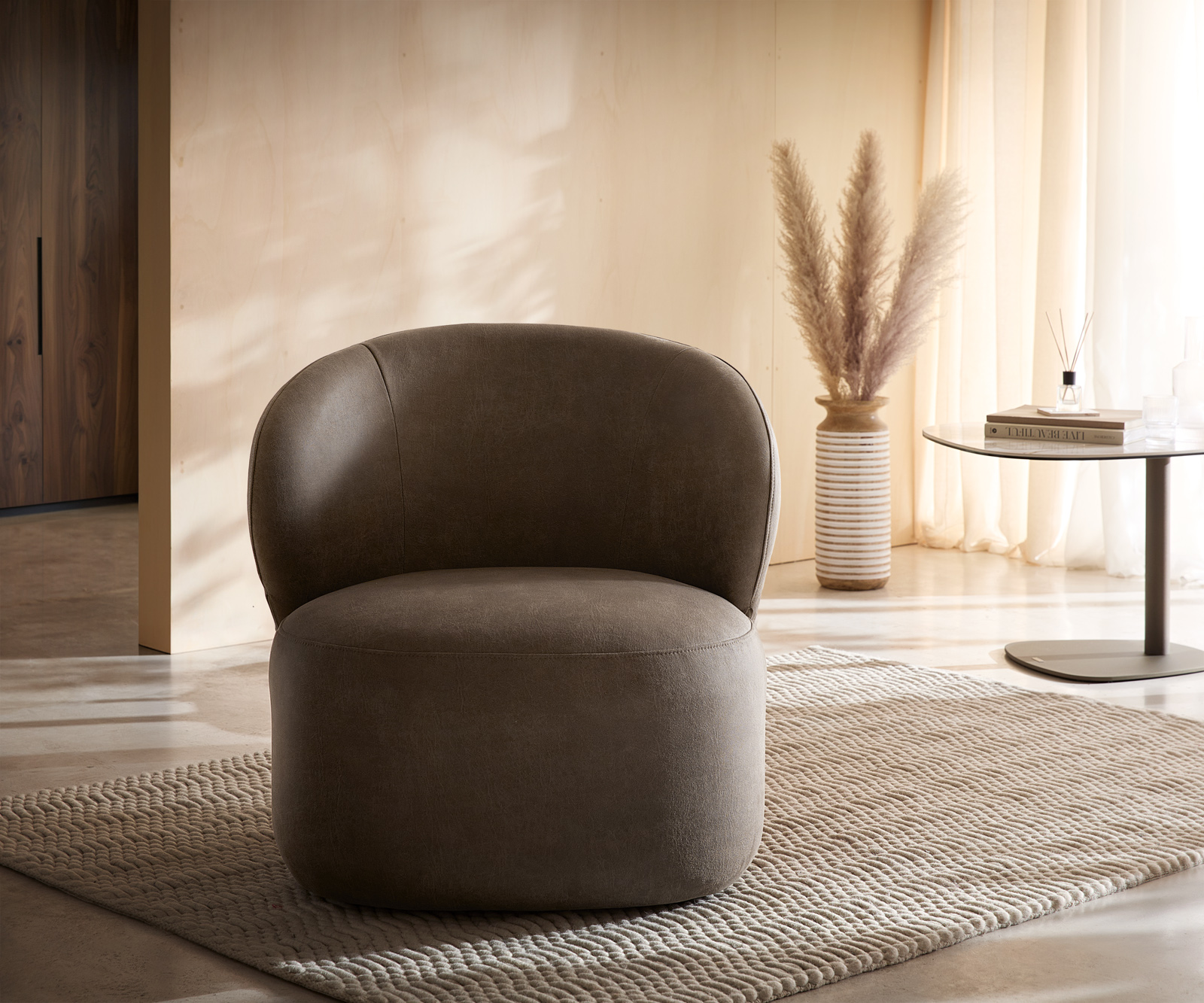 Lounge fotel Pulo 80x80 cm mikroszálas taupe vintage - Image 6