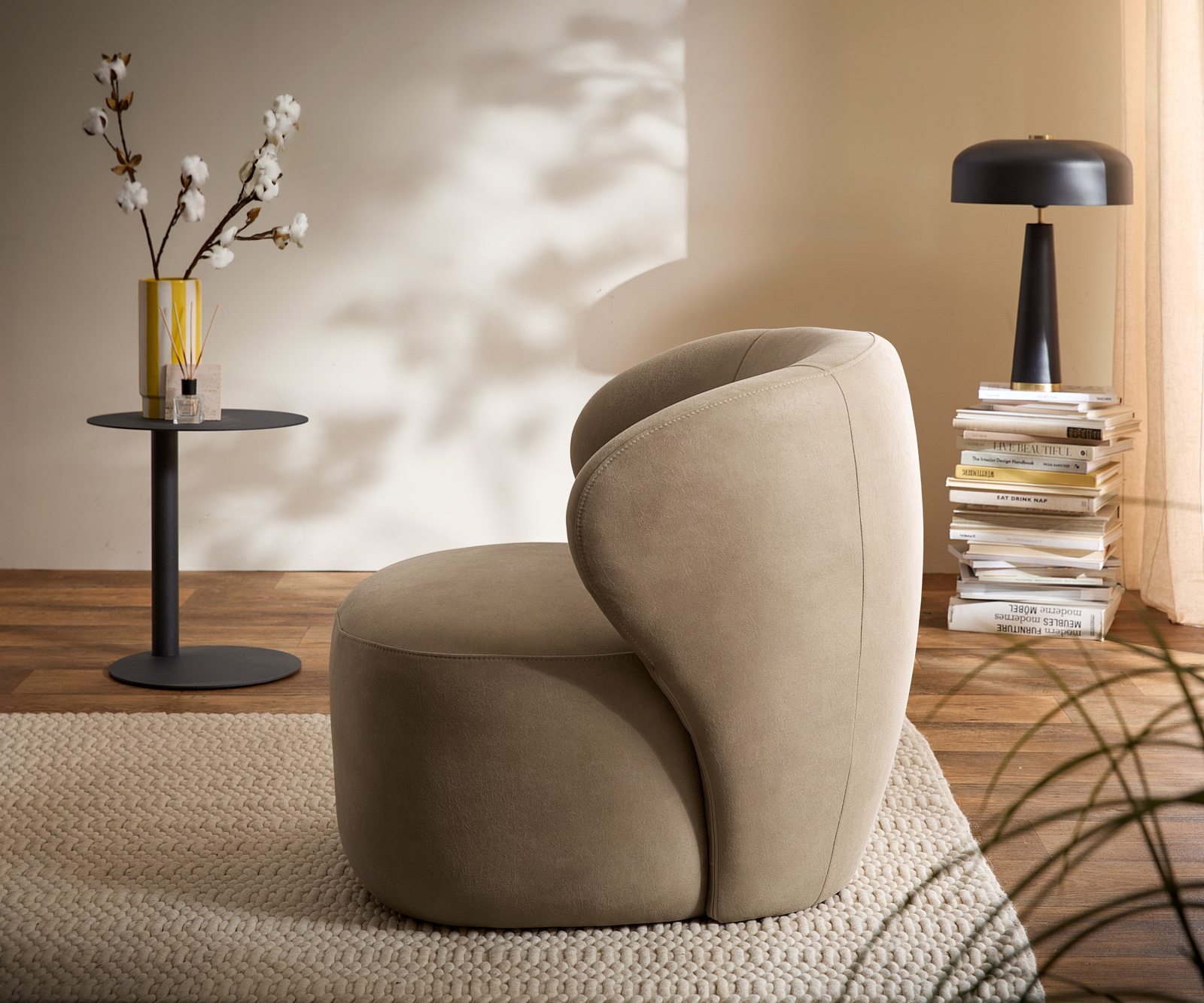 Lounge fotel Pulo 80x80 cm mikroszálas bézs vintage - Image 5
