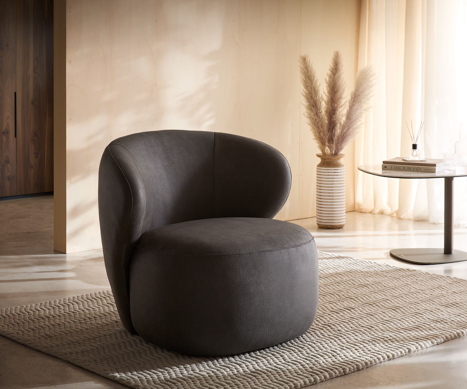 Lounge fotel Pulo 80x80 cm mikroszálas antracit vintage