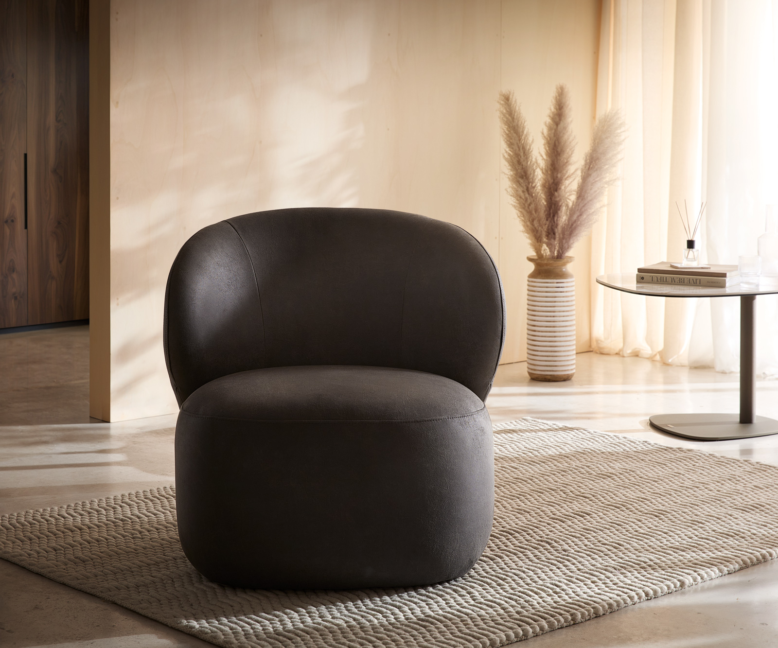 Lounge fotel Pulo 80x80 cm mikroszálas antracit vintage - Image 6