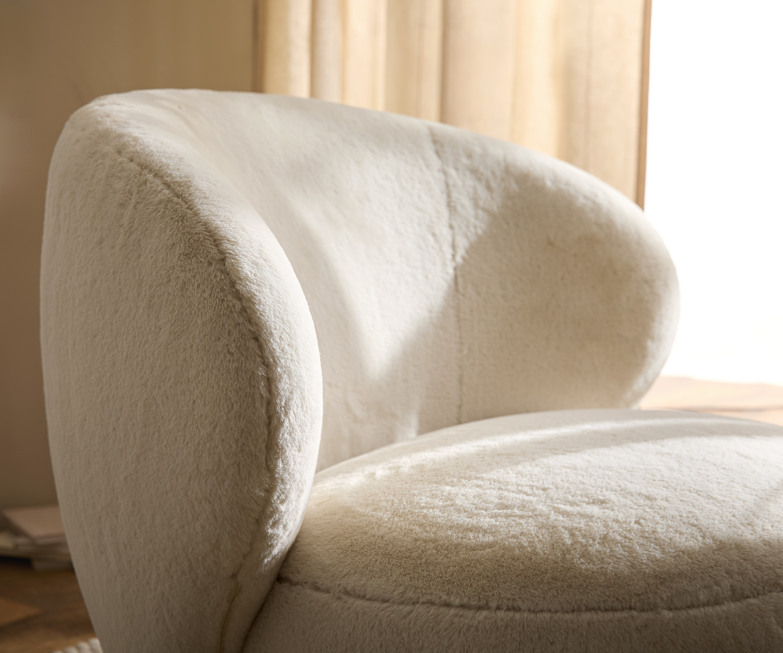 Lounge fotel Pulo 80x80 cm plüss krémfehér - Image 6