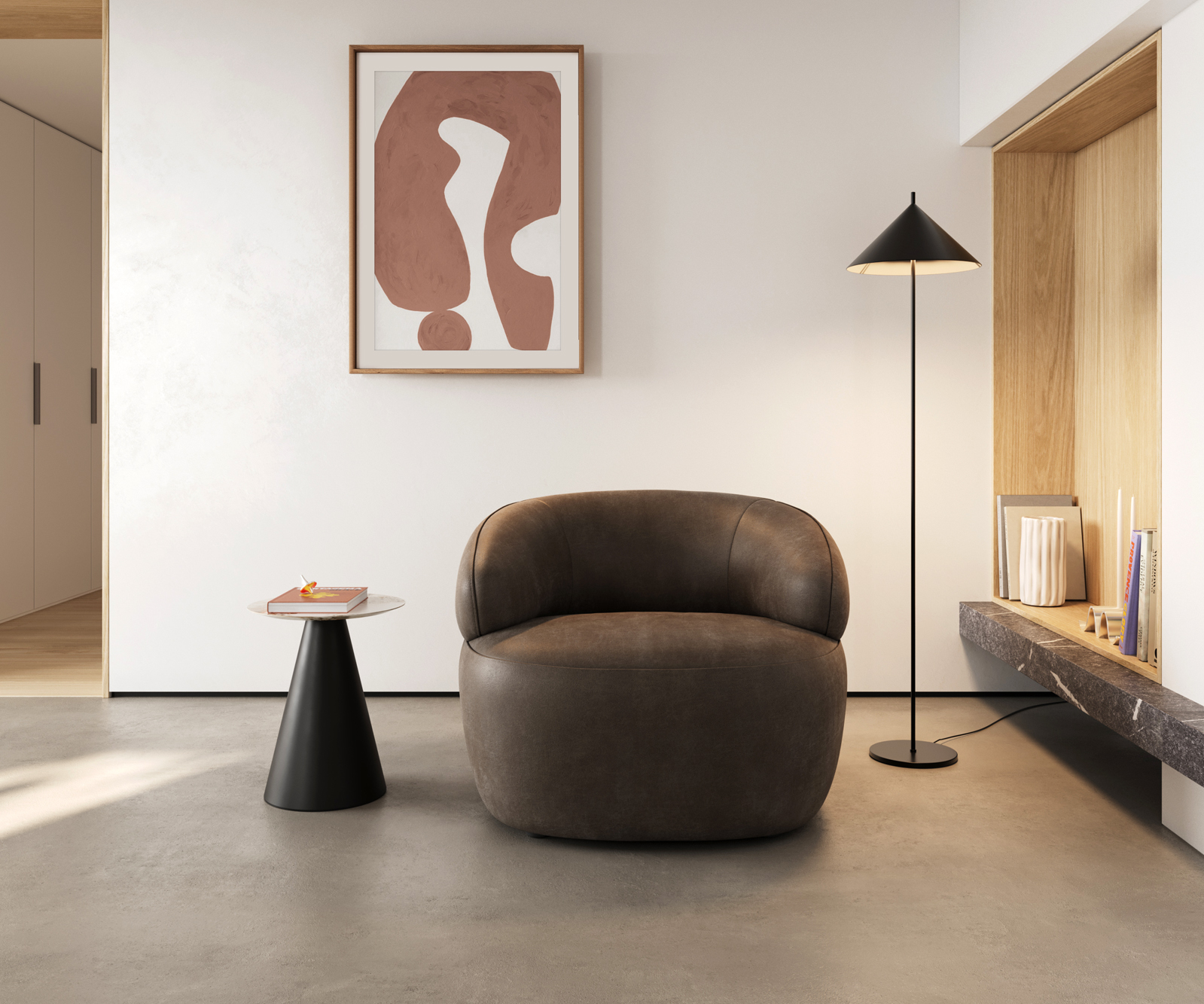 Lounge fotel Nova 88x88 cm mikroszálas taupe vintage - Image 3