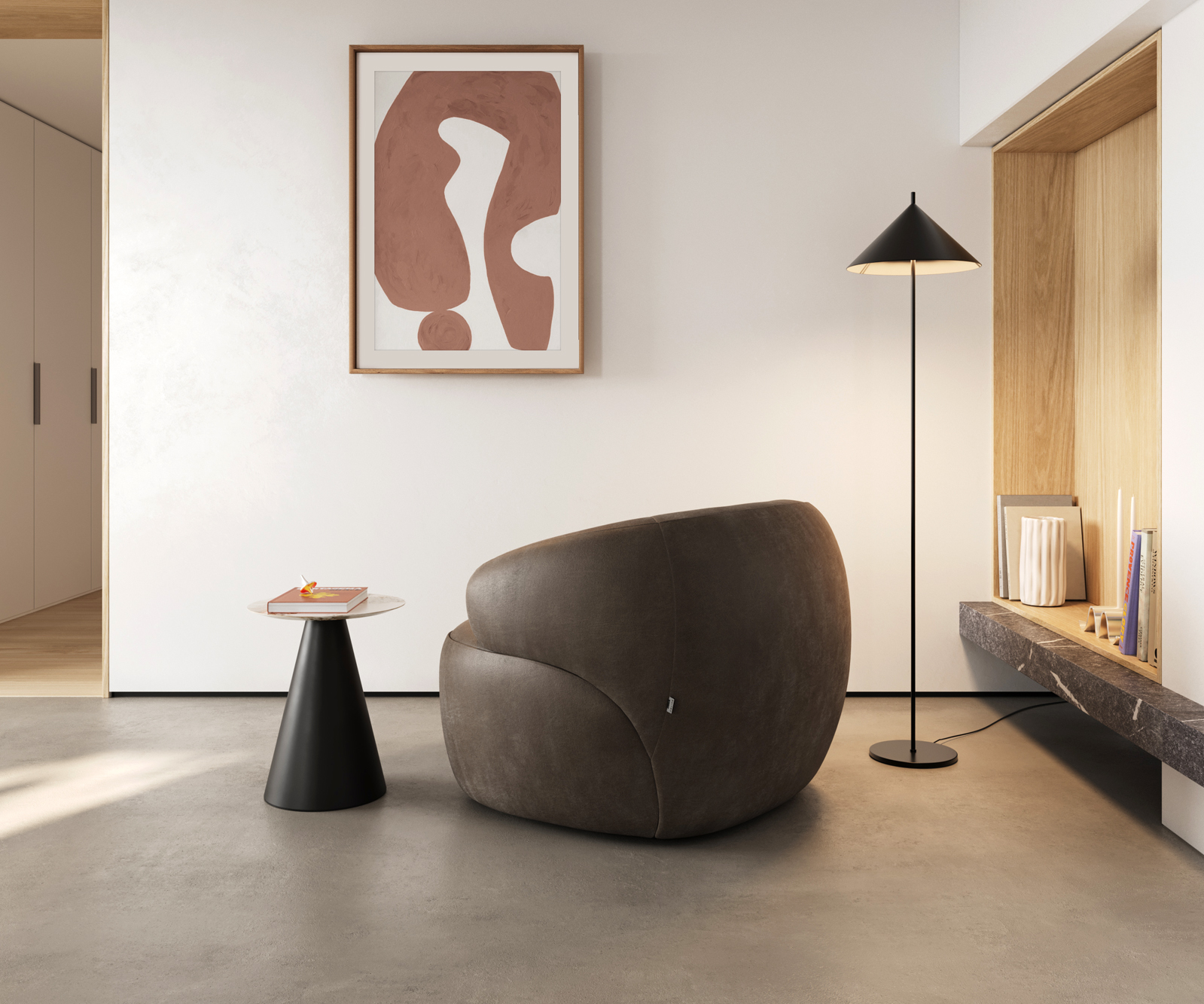 Lounge fotel Nova 88x88 cm mikroszálas taupe vintage - Image 6