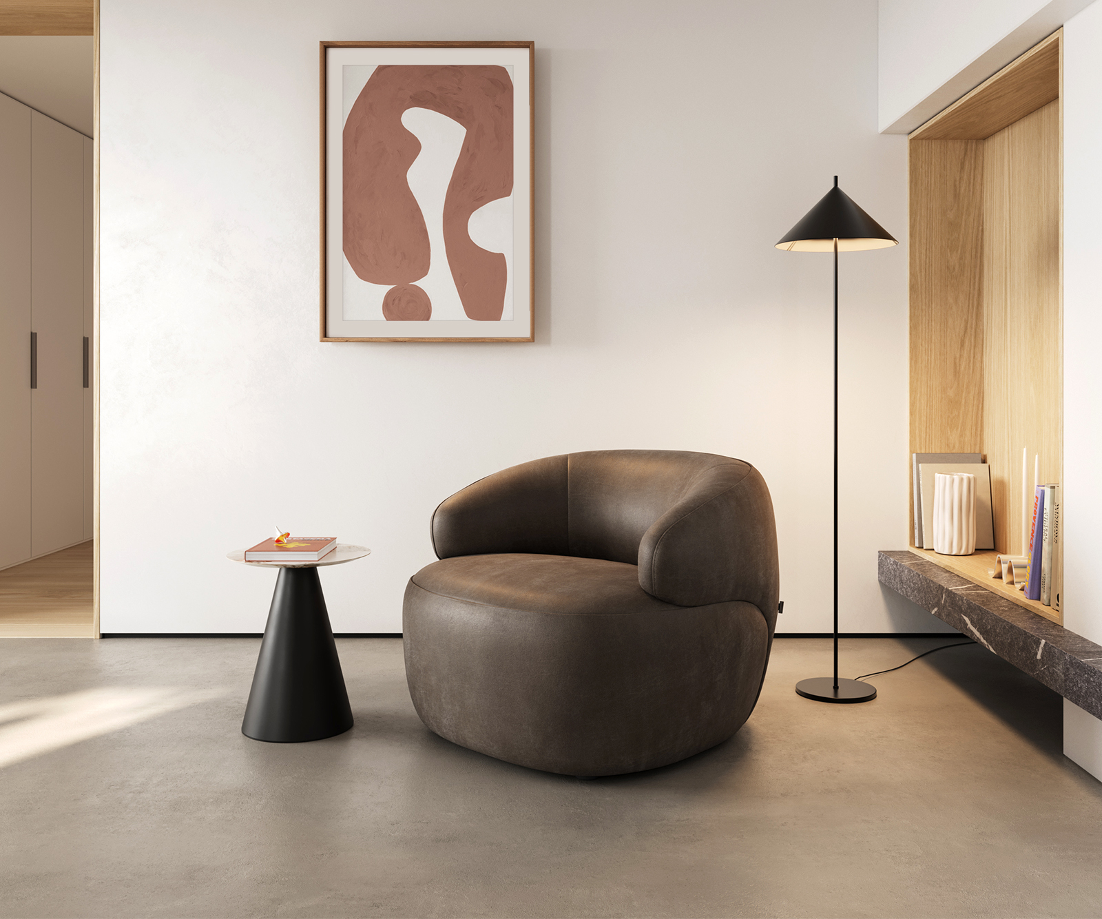 Lounge fotel Nova 88x88 cm mikroszálas taupe vintage