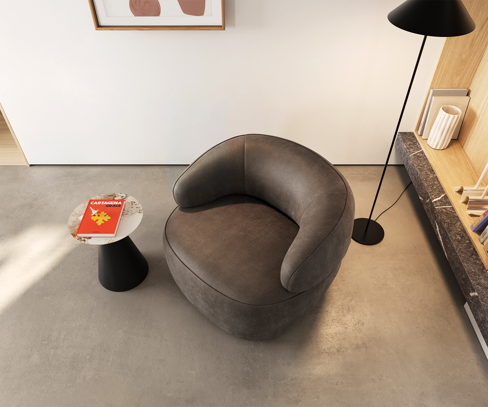 Lounge fotel Nova 88x88 cm mikroszálas taupe vintage - Image 5