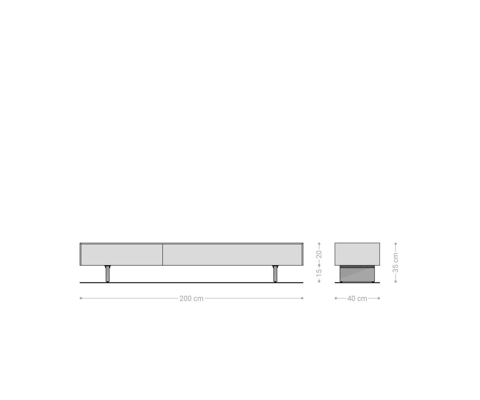 TV szekrény Cuor 200 cm kerámia Laminam® Sabbia tölgyszínű 1 billenő ajtó 1 fiókos láb lebegő hatású akrilüveg - Image 8