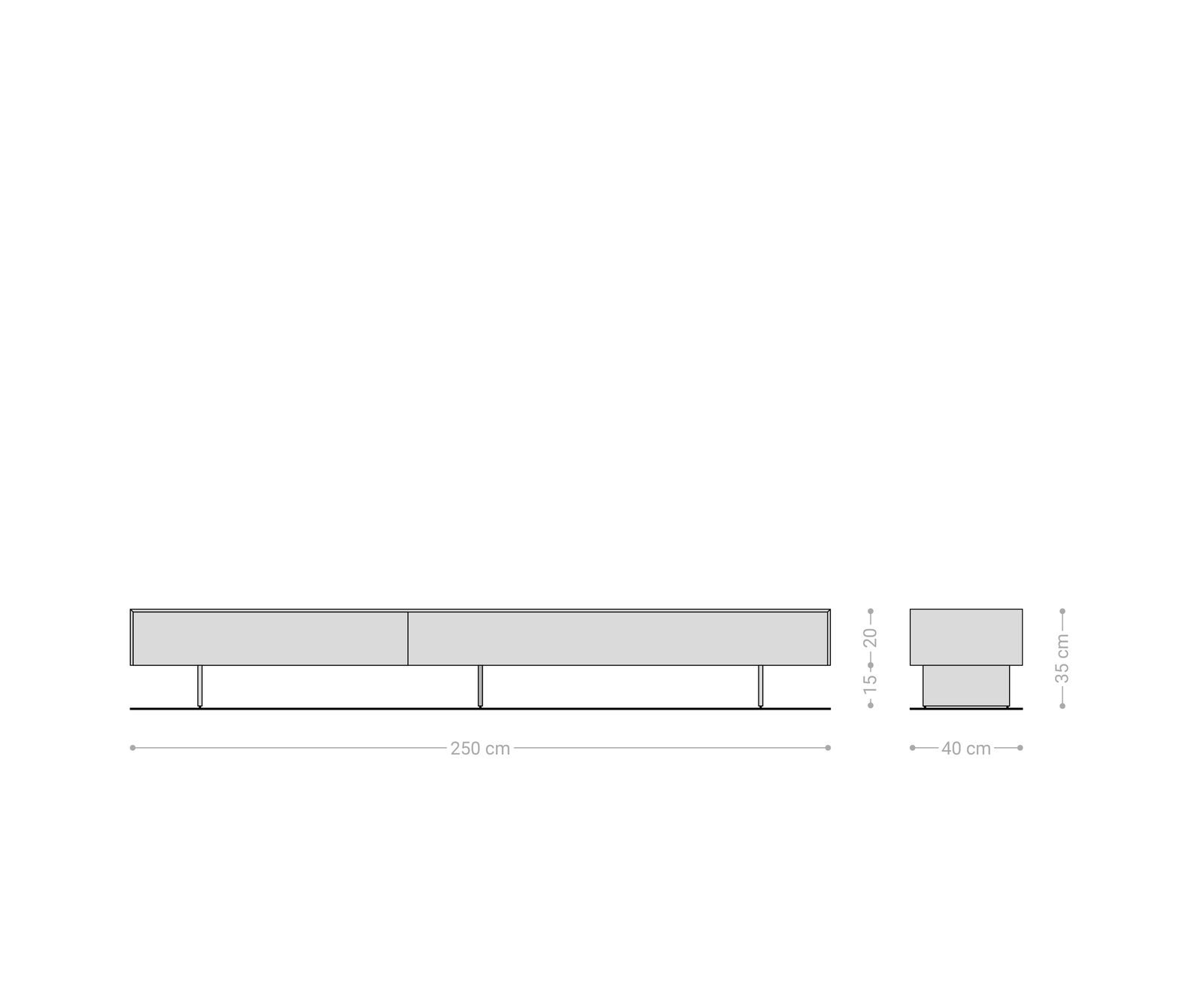 TV szekrény Cuor 250 cm kerámia Minas melange fehér-bézs 1 billenő ajtó 1 fiókos lebegő fém láb fekete - Image 9