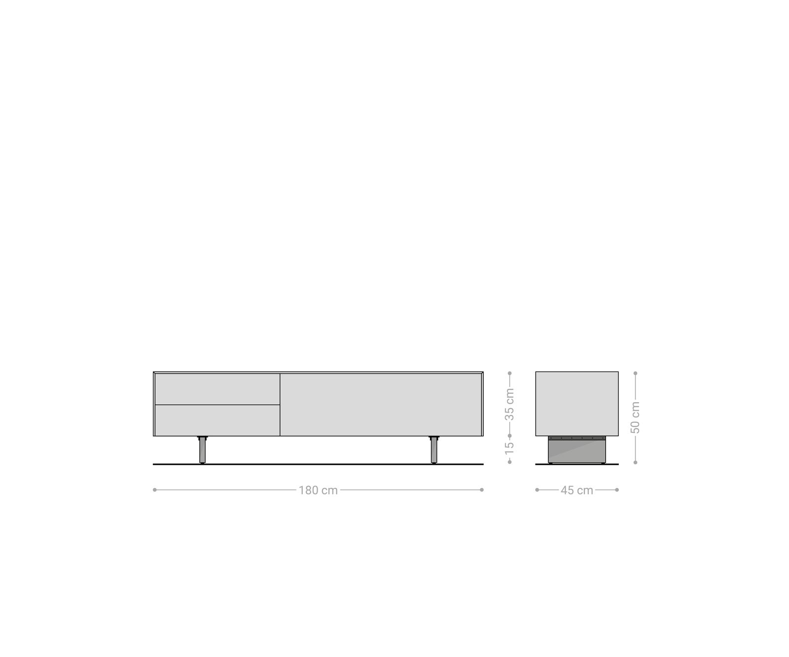 TV szekrény Cuor 180 cm Laminam® kerámia Travertino Bianco krémfehér 1 billenő ajtó 2 fiókos rakodófelület lebegő láb akrilüveg - Image 7