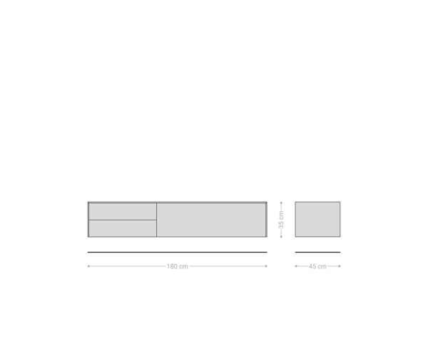 TV szekrény Cuor 180 cm Laminam® kerámia travertino bianco krémfehér 1 billenő ajtó 2 fiókos lebegő - Image 7