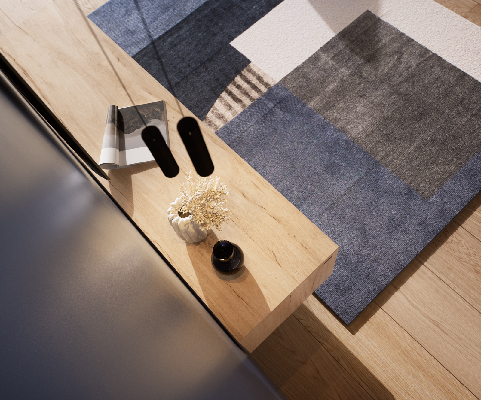 TV szekrény Cuor 180 cm kerámia Laminam® sabbia tölgyszínű 1 billenő ajtó 2 fiókos lebegő - Image 6