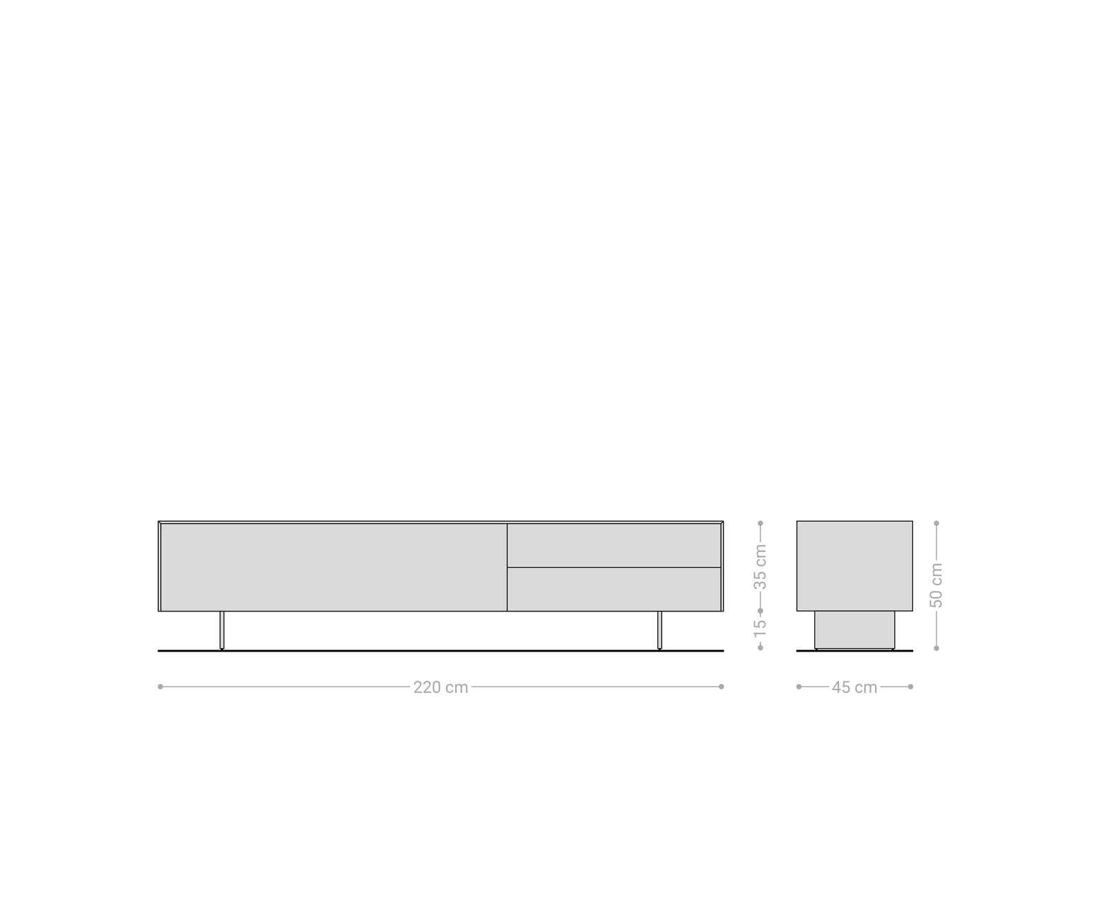 TV szekrény Cuor 220 cm kerámia Minas Melange fehér-bézs 1 billenő ajtó 2 fiókos láb lebegő rozsdamentes acél - Image 7