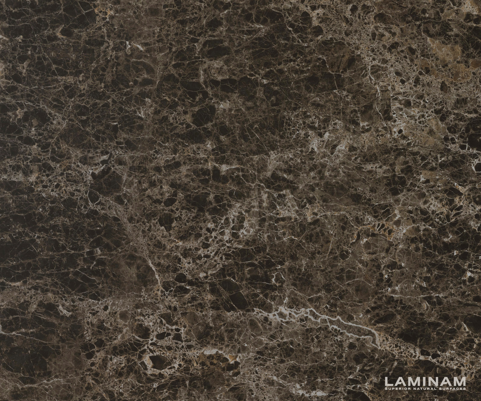 Komód Cuor 150 cm Laminam® Emperador kerámia extra fényes sötétbarna 3 ajtós lebegő - Image 3