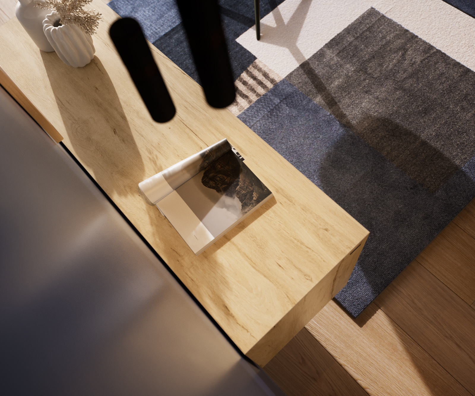 Komód Cuor 150 cm kerámia Laminam® sabbia tölgyszínű 3 ajtós lebegő láb akrilüveg - Image 6