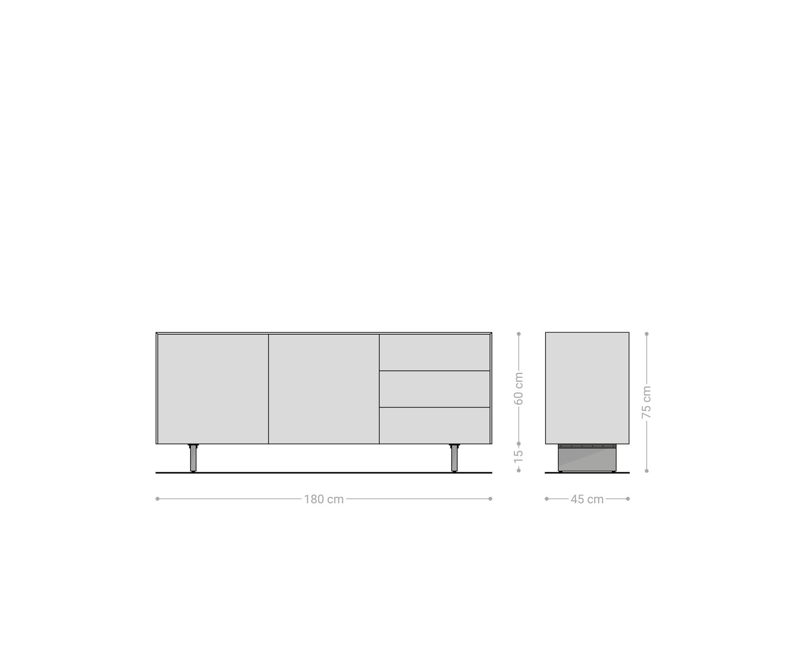 Komód Cuor 180 cm kerámia Laminam® Sabbia tölgyszínű 2 ajtós 3 fiókos lebegő lábú akrilüveg - Image 8