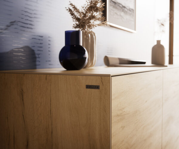 Komód Cuor 180 cm Laminam® Sabbia kerámia tölgyszínű 2 ajtós 3 fiókos lebegő - Image 7