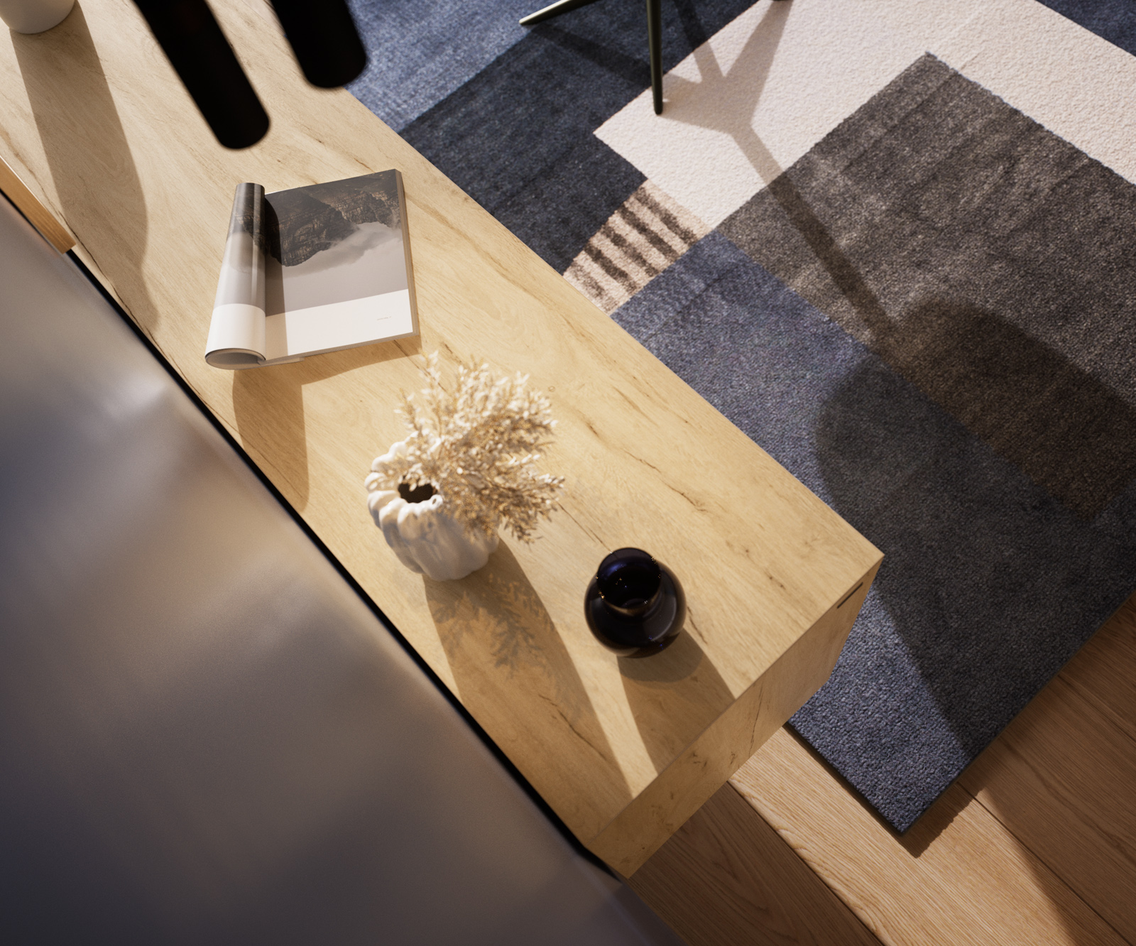 Komód Cuor 180 cm Laminam® Sabbia kerámia tölgyszínű 2 ajtós 3 fiókos lebegő - Image 6