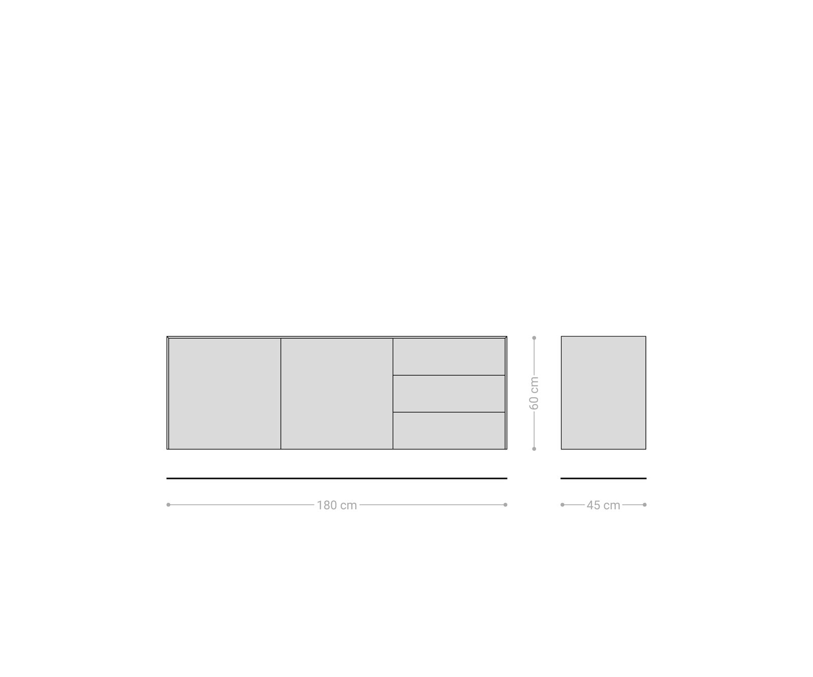 Komód Cuor 180 cm Laminam® Sabbia kerámia tölgyszínű 2 ajtós 3 fiókos lebegő - Image 8