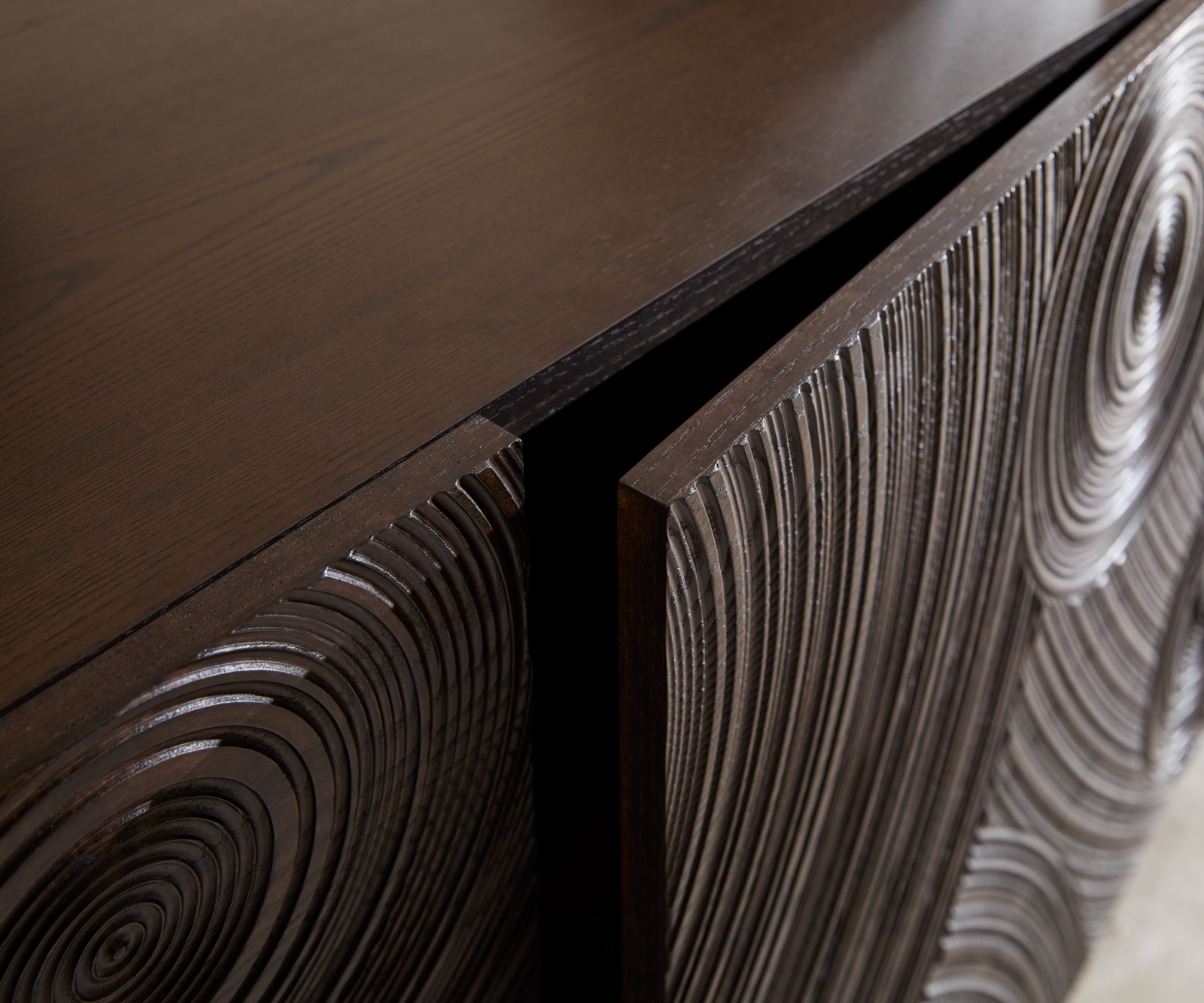 Komód Ashara 200 cm sötétbarna kőris 3D effekt 4 ajtós "L" alakú láb szálcsiszolt rozsdamentes acél - Image 6