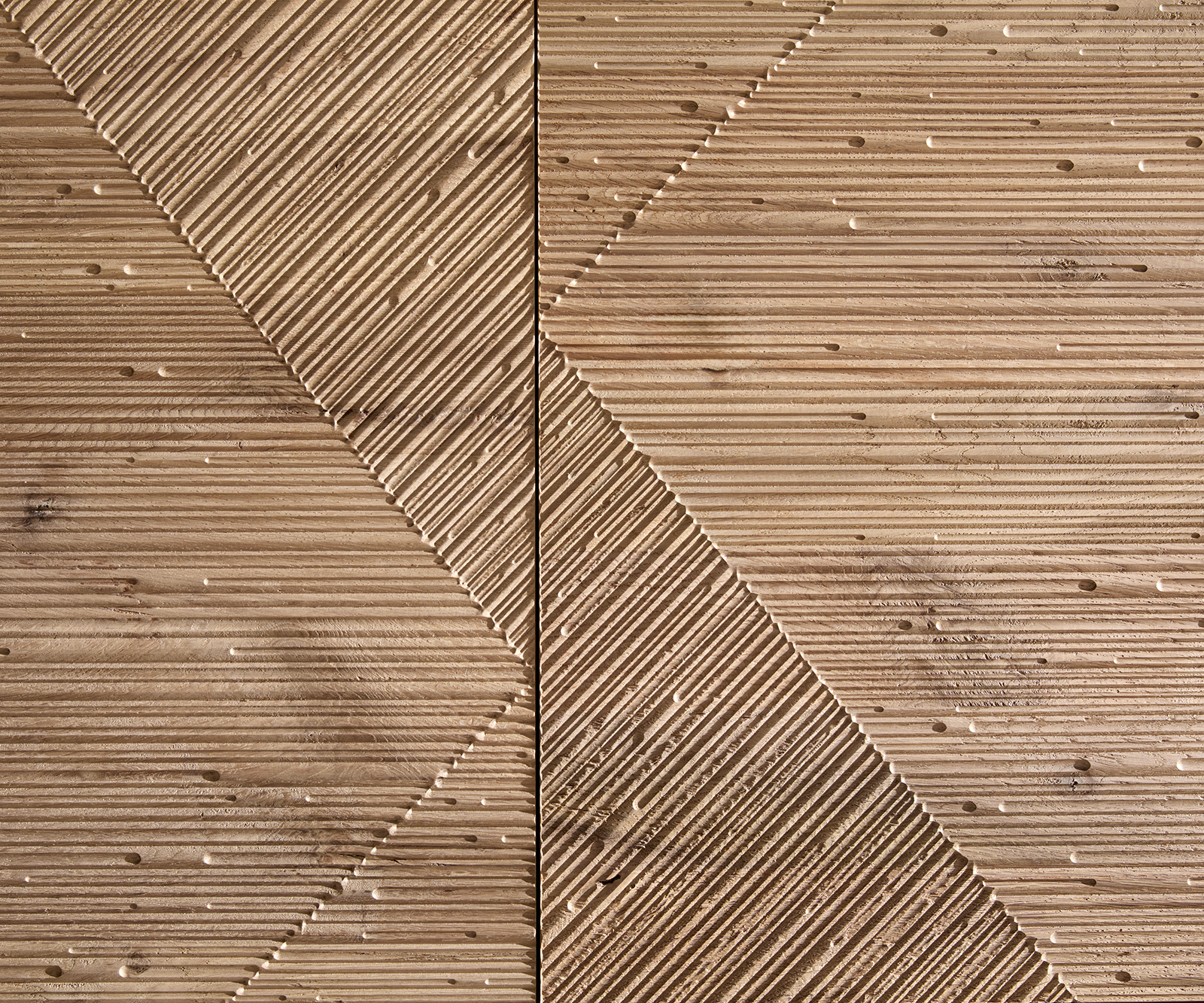 Komód Tereos 200 cm tölgy természetes 3D hatás 4 ajtós vékony láb fém fekete - Image 6