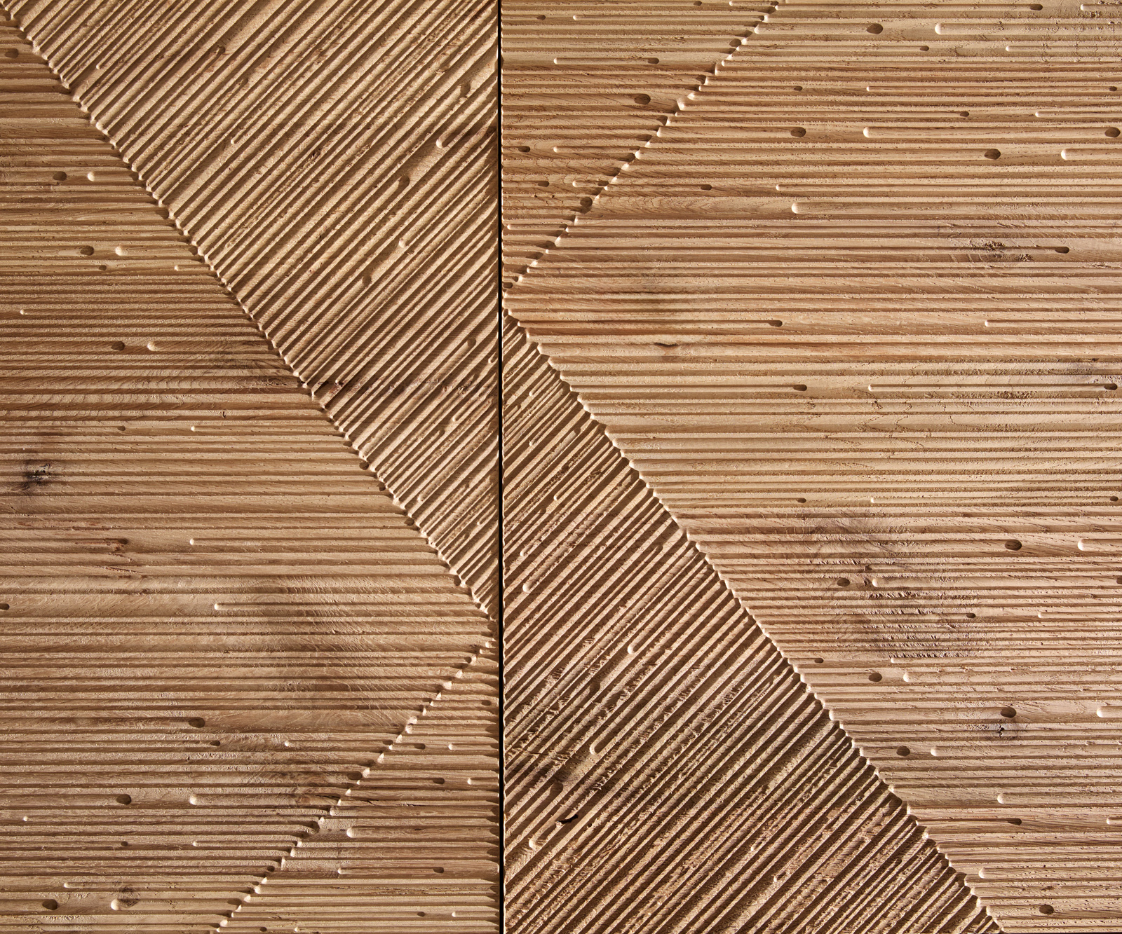 Komód Tereos 200 cm tölgy természetes 3D hatás 4 ajtós vékony láb fém fekete - Image 5