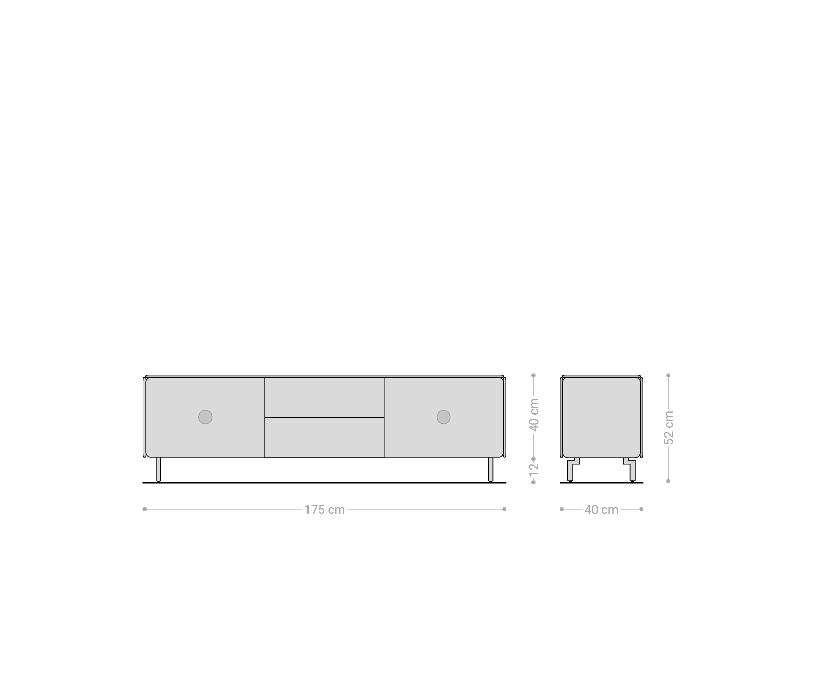 TV szekrény Shavani 175 cm akác természetes 2 ajtós 2 fiókos ovális rozsdamentes acél láb - Image 7