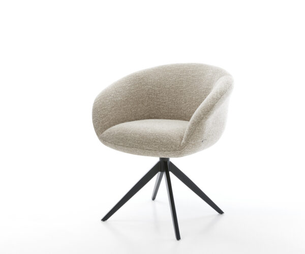 Étkezőszék Vinka-Flex karfás szövettel puha bézs széles kereszt láb fekete 360° forgatható billenő zsákrugós matrac