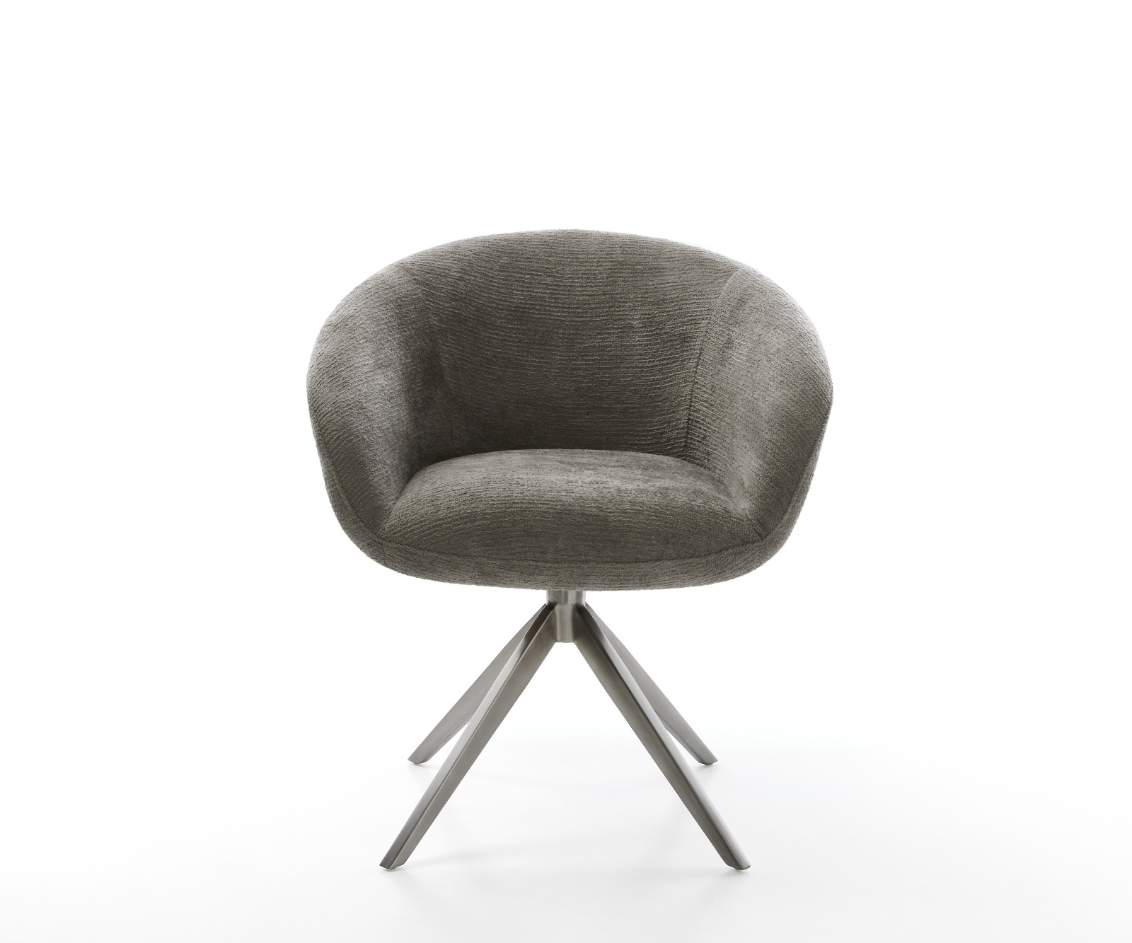 Étkezőszék Vinka-Flex karfás bouclé puha sötét bézs kereszt láb széles grafit 360° forgatható billenő funkció zsákrugós matrac - Image 2