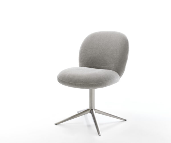 Étkezőszék Nube-Flex strukturált szövet puha szürke rozsdamentes acél kereszt láb 360° forgatható billenő zsákrugó