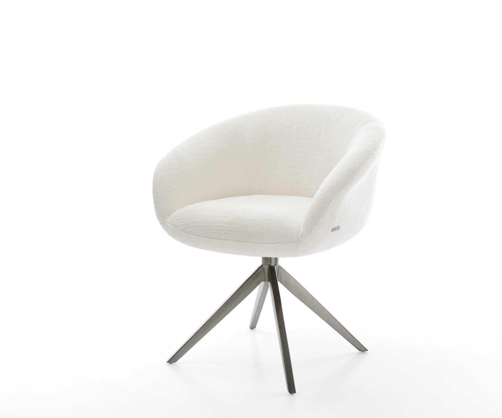 Étkezőszék Vinka-Flex karfás bouclé puha bézs kereszt láb széles grafit 360° forgatható billenő zsákrugós