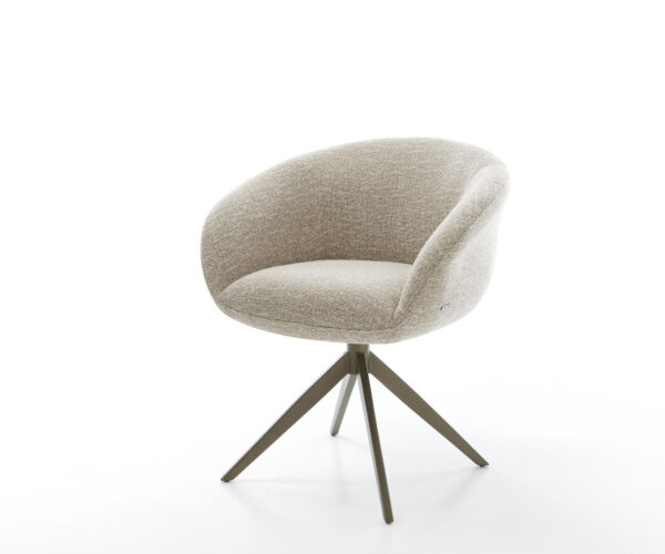 Étkezőszék Vinka-Flex karfás szövetszövet puha bézs kereszt láb széles titán színű 360° forgatható billenő zsákrugós